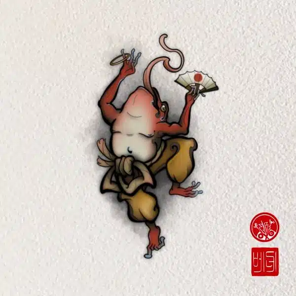 tatuaje kaeru neotradicional