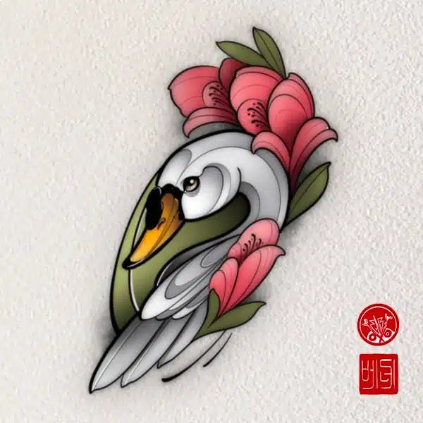 tatuaje cisne neotradicional de Vene Tattoo